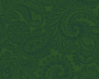 Flower Festival 2 Paisley Forest Green 4256-48 by Benartex 100% Cotton Quilting Fabric Yardage