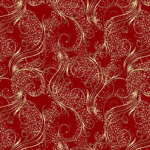 Jingle and Mingle Swirls Red and Gold 2676M-88 by Blank Quilting 100% Cotton Quilting Fabric