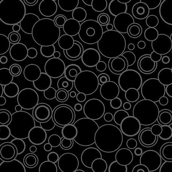Hooked on Fish Circles Black/Gray 628-12 by Benartex 100% Cotton Quilting Fabric