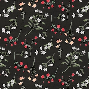 Peach Whispers Small Flower Toss HALF YARD Black/Multi  83320-973 by Wilmington Prints 100% Cotton Fabric