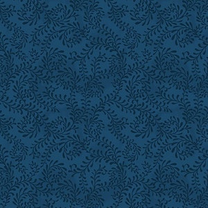 Swirling Leaves HALF YARD Navy Blue 27650-444 Wilmington Prints 100% Cotton Fabric