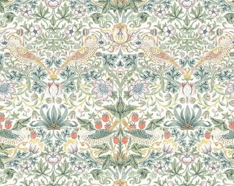 Leicester Strawberry Thief Olive WM001.OLIVE by Original Morris & Co / FreeSpirit 100% Cotton Fabric Yardage