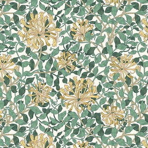 Leicester Honeysuckle HALF YARD White WM057.White by Original Morris & Co / FreeSpirit 100% Cotton Fabric