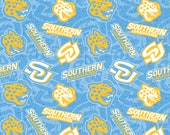 Southern University Jaguars Tone on Tone NCAA SWAC SOU-1178 by Sykel Enterprises 100 Cotton Fabric Yardage