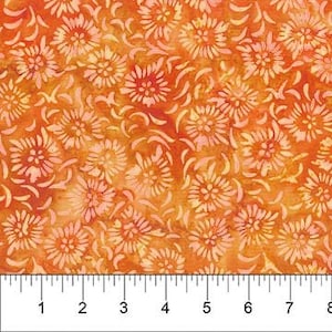 Pebbles and Daisies Daisies HALF YARD Tangerine Batik 80852-56 by Banyan Batiks 100% Cotton Quilting Fabric