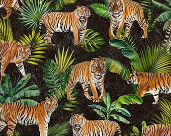 Jungle Queen Tigers Allover DP25520-99 by Northcott 100% Cotton Fabric Yardage