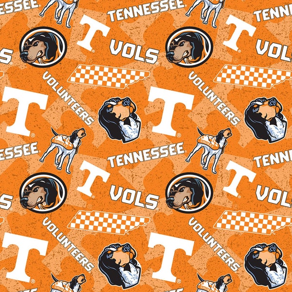 Tennessee Volunteers Tone on Tone NCAA Orange/Black TEN-1178 by Sykel Enterprises 100% Cotton Fabric Yardage