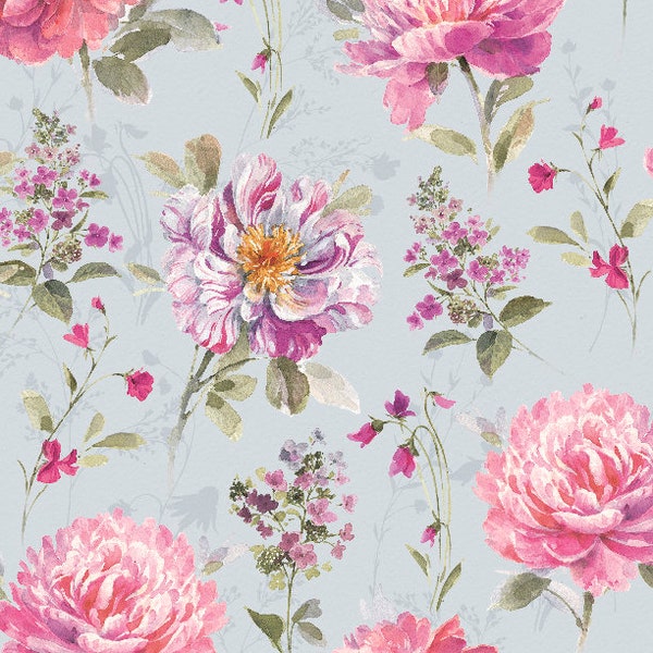 Blush Garden Large Floral Grey 17773-973 by Wilmington Prints 100% Cotton Quilting Fabric Yardage