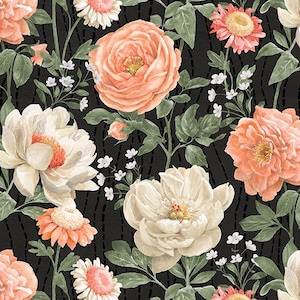 Peach Whispers HALF YARD Large Flowers  83317-987 by Wilmington Prints 100% Cotton Fabric*Almost Gone*