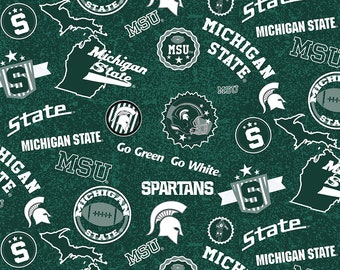 Michigan State Spartans Home State NCAA MIST-1208 by Sykel Enterprises 100% Cotton Fabric Yardage