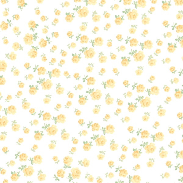 Fidelia Tiny Roses - Yellow 2077-8 by Clothworks 100% Cotton Fabric Yardage