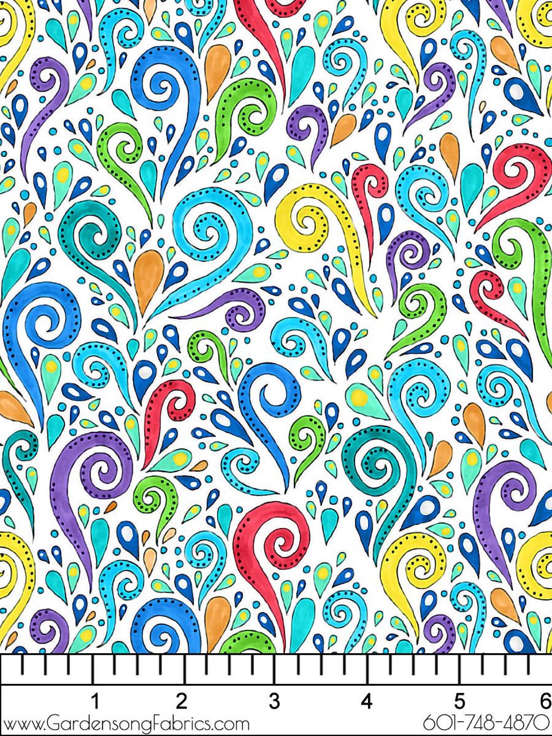 Scrolls HALF YARD Multi Bright 77625-135 by Wilmington Prints 100
