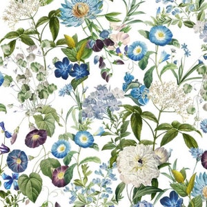 Botanical Garden  Beautiful Blooms HALF YARD White/Multi 11466-WHIT Michael Miller 100% Cotton Quilting Fabric