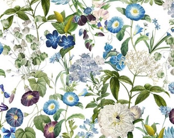 Botanical Garden  Beautiful Blooms HALF YARD White/Multi 11466-WHIT Michael Miller 100% Cotton Quilting Fabric