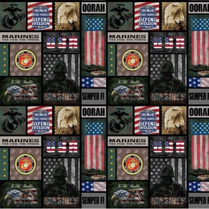 Military Marines HALF YARD Block Allover 1339M by Sykel Enterprises 100% Cotton Quilting Fabric