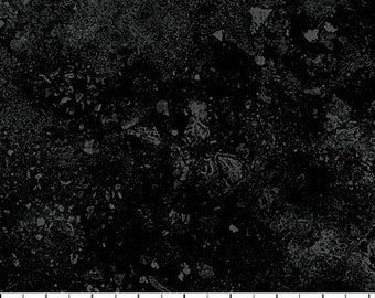 May include: Black and white abstract pattern with a textured, speckled look. The pattern resembles a dark, cloudy sky with white stars.