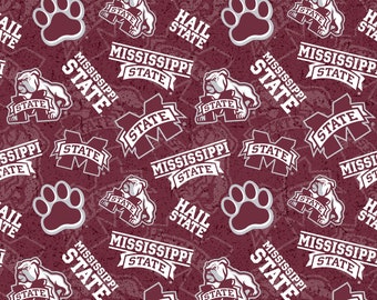 Mississippi State Tone on Tone NCAA Burgundy/Gray MSST-1178 by Sykel Enterprises 100% Cotton Fabric