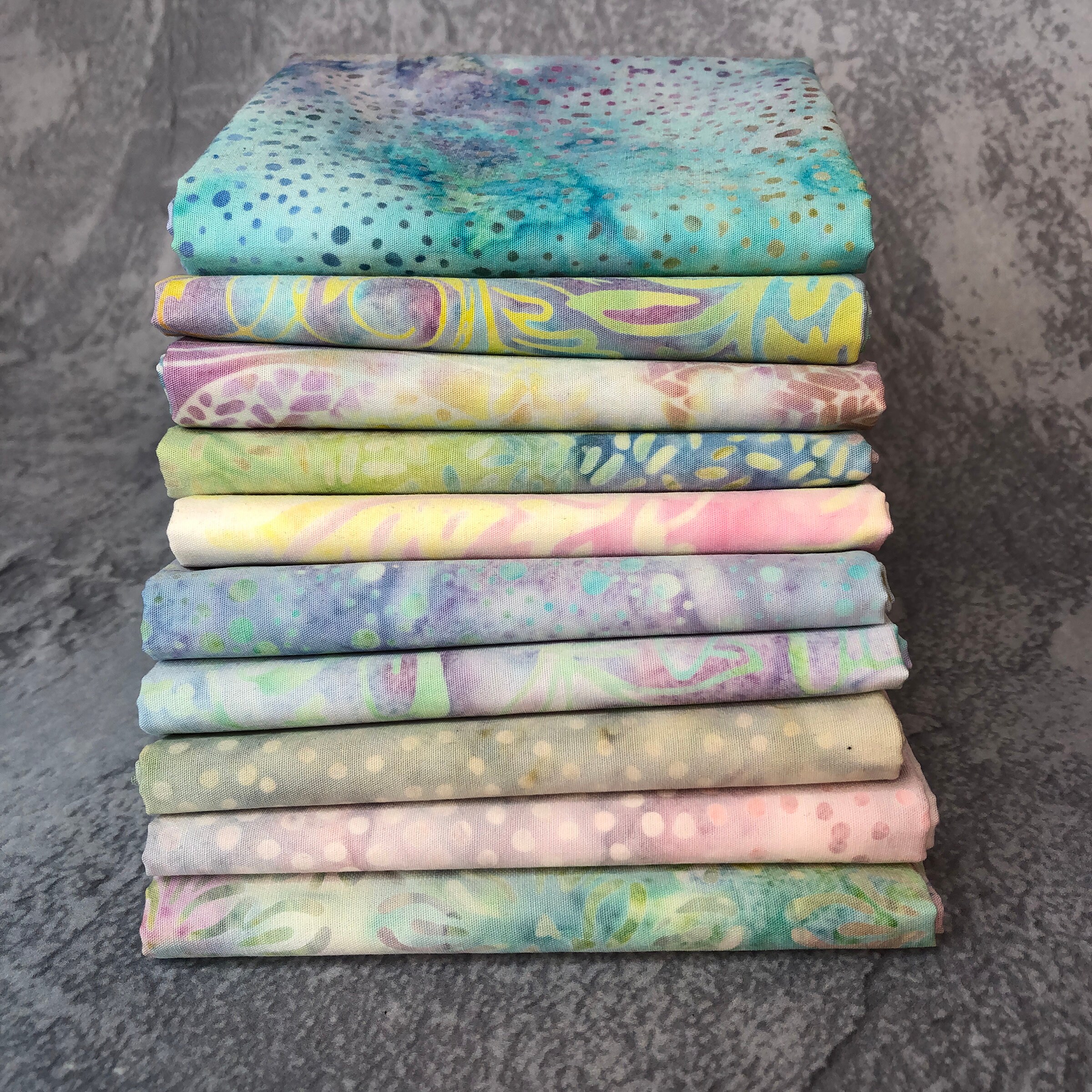 Pastel Batik 10 Fat Quarter Bundle 100 Cotton Fabric Etsy