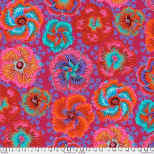 Kaffe Fassett Floating Hibiscus HALF YARD Red PJ122.RED by Philip Jacobs / FreeSpirit 100% Cotton Quilting Fabric