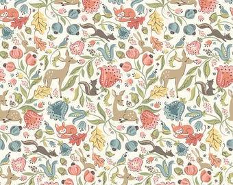 Wildwood Dwelling HALF YARD Deer Meadow Cream WW25100 Poppie Cotton 100% Cotton Quilting Fabric