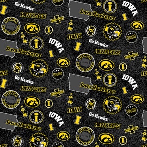 Eob~sykel Enterprises~college Cottons~iowa Hawkeyes Paisley~black