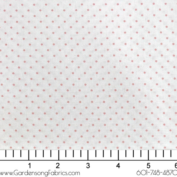 Essential Dots White / Baby Pink 8654-59 by Moda 100% Cotton Quilting Fabric Yardage