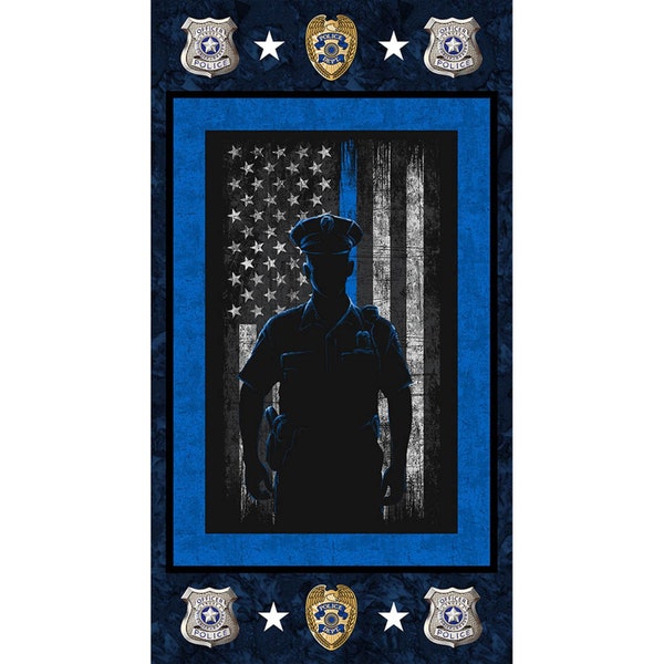 SALE! Hometown Heroes Police Panel 1195PD by Print Concepts 100% Cotton Fabric Panel "We Back The Blue"