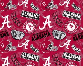 Alabama Crimson Tide Tone on Tone NCAA Red/Black AL-1178 by Sykel Enterprises 100% Cotton Fabric Yardage