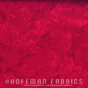 Hoffman HALF YARD Cardinal Red 1895-292 Hoffman Bali Batiks Hand Dyed 100% Cotton Batik Fabric - cut continuous