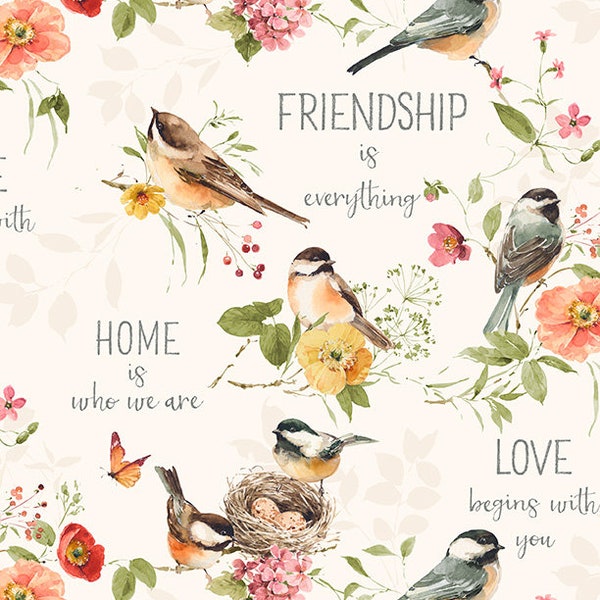 Blessed By Nature Blessed Large All Over Birds 17811-227 by Wilmington Prints 100% Cotton Fabric Yardage