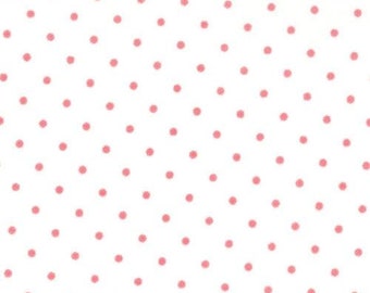Essential Dots HALF YARD White / Peony 8654-69 by Moda 100% Cotton Quilting Fabric