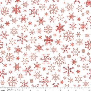 Peace On Earth Snowflakes HALF YARD White/Red C13457-WHITE Riley Blake Designs 100% Cotton Fabric