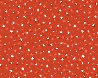 Glow in the Dark Stars Orange A600-2 by Lewis & Irene Fabrics 100% Cotton Quilting Fabric Yardage