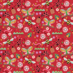 Love Bugs HALF YARD Red BG25131 Poppie Cotton 100% Cotton Quilting Fabric