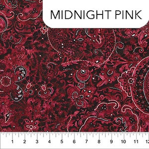 Lustre HALF YARD Midnight Pink Batik w/ Silver Metallic  Banyan 81221-26 100% Cotton Batik Fabric