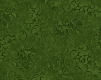 Essentials Scrolls HALF YARD Very Dark Green 89025-799 Wilmington Prints 100% Cotton Fabric - cut continuous