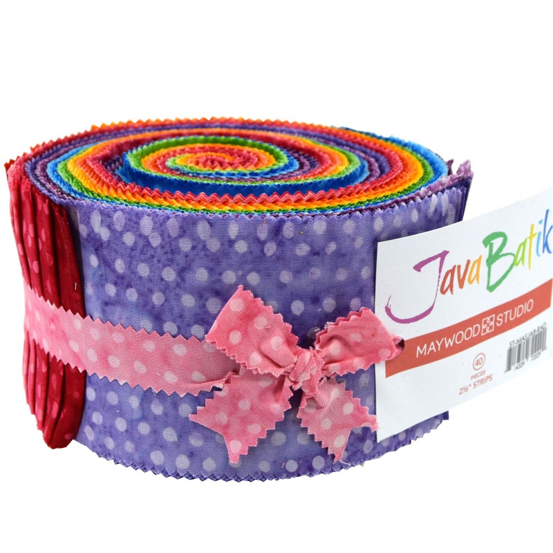 Cotton Batik Pre Cut Fabric Bundles - Jelly Roll  - Rainbow