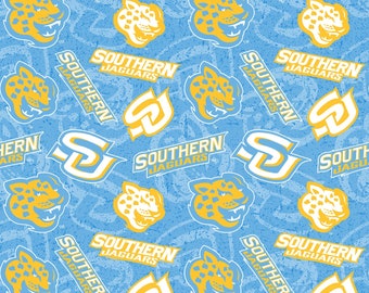 Southern University Jaguars Tone on Tone NCAA/SWAC SOU-1178 by Sykel Enterprises 100% Cotton Fabric