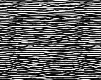 Creased HALF YARD Black/White  BM050.BLACK Brandon Mably/Kaffe Fassett 100% Cotton Quilting Fabric - cut continuous