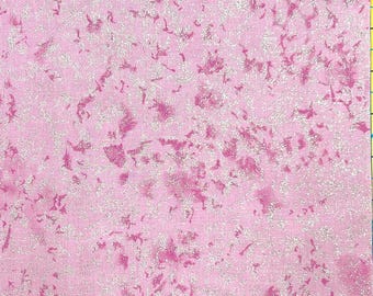 Fairy Frost HALF Yard Pink Garden w/Silver GLITTER 376-GARD Michael Miller 100% Cotton Fabric