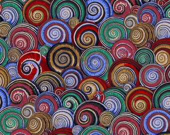 Kaffe Fassett Spiral Shells Dark PJ073.DARK by Philip Jacobs / FreeSpirit 100% Cotton Quilting Fabric Yardage