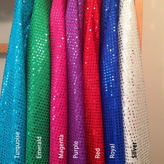 Sequin Fabric - Brights -  ONE YARD Tricot Knit Fabric 3mm Sequin Dots