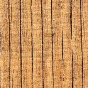 May include: A woven fabric featuring a light tan and golden yellow base color with a distinct vertical striped pattern in dark brown. The texture of the material is clearly visible, showing a consistent grid-like weave throughout the entire surface.