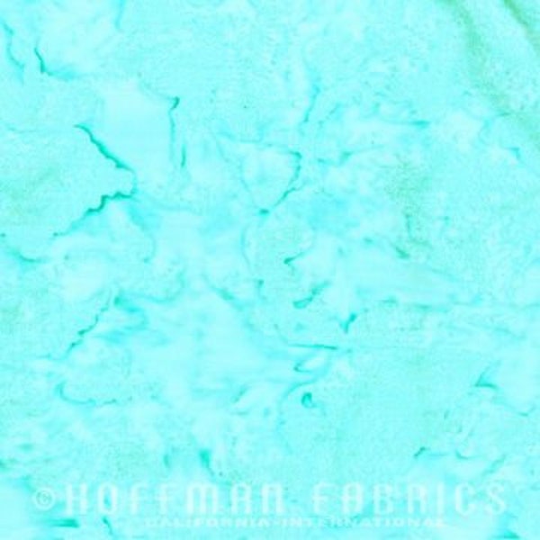 Augusta Bright Aqua Watercolor Batik 1895-579 by Hoffman California Fabrics Hand Dyed 100% Cotton Batik Fabric Yardage