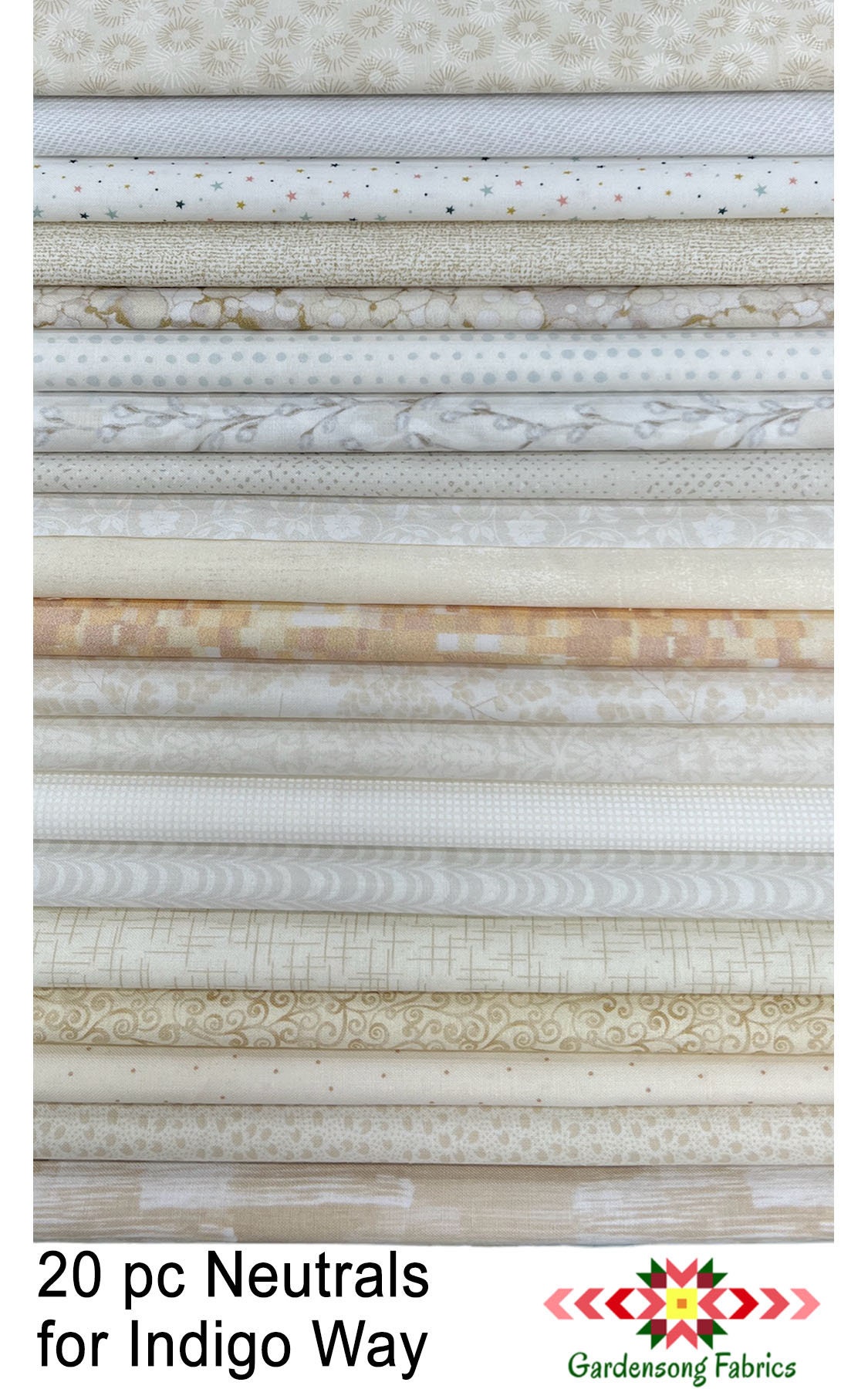 Neutrals FABRIC BUNDLE for Indigo Way Mystery Sewalong 100% 