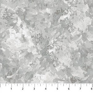 May include: Abstract gray and white paint splatter pattern. The pattern is reminiscent of brushstrokes and splatters of paint.