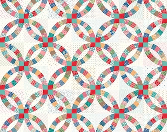 Home Town Wedding Ring 24in REPEAT Cheater Print CH13600-Wedding by Lori Holt for Riley Blake 100% Cotton Fabric