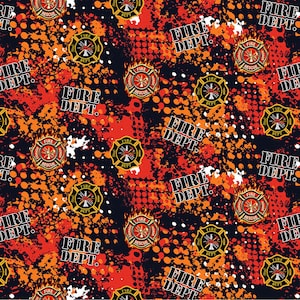 Firefighter Abstract Geo HALF YARD 1180-FF by Sykel Enterprises 100% Cotton Fabric