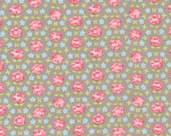SALE Fabric Grace Honeycomb Posies Cobblestone 18721-12 by Brenda Riddle Designs / Moda 100% Cotton Quilting Fabric
