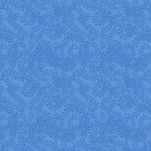 Swirling Leaves HALF YARD Light Royal Blue 27650-441 Wilmington Prints 100% Cotton Fabric